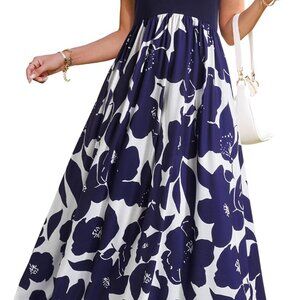 Women Maternity Maxi Dress Sleeveless Ribbed Casual Pockets Summer Outfit
